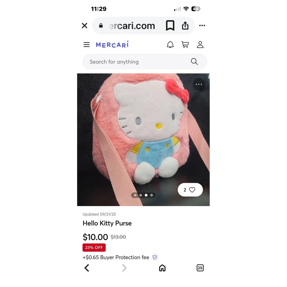 Hello Kitty Plush Crossbody Bag Pink Faux Fur Kids Shoulder Purse Sanrio‎ Style